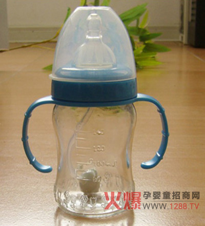 童真鳥藍色寬口徑奶瓶招商加盟