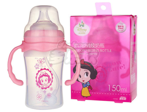 迪士尼寶寶寬口徑手柄吸管硅膠奶瓶（小號(hào)）150ml