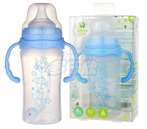 迪士尼寶寶寬口徑手柄吸管硅膠奶瓶（大號(hào)）240ml