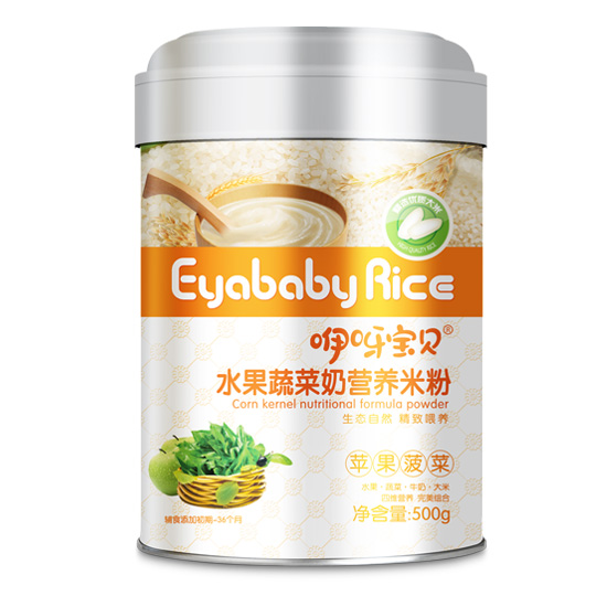     咿呀寶貝水果蔬菜營養(yǎng)米粉聽裝（蘋果菠菜）