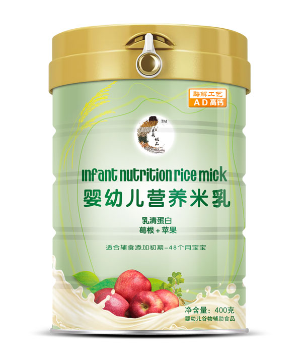     米爸優(yōu)品乳清蛋白葛根蘋果嬰幼兒營(yíng)養(yǎng)米乳