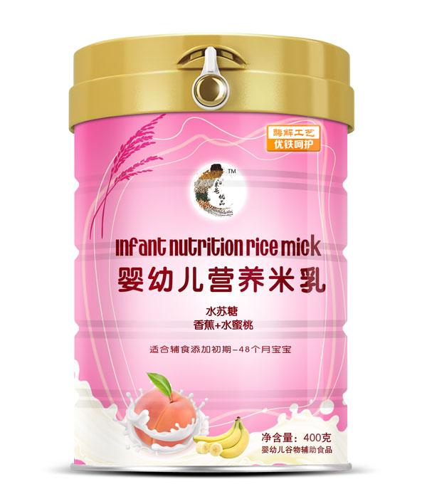     米爸優(yōu)品水蘇糖香蕉水蜜桃嬰幼兒營(yíng)養(yǎng)米乳