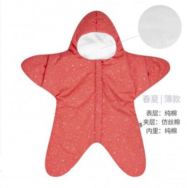  西班牙baby bites 嬰兒小海星睡袋 珊瑚紅春夏薄款