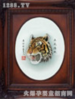 鶴翔久久虎頭圓圖胎毛畫
