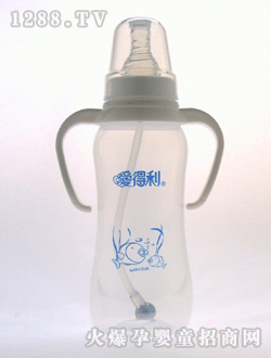 實感帶柄自動PP奶瓶300mL藍(lán)魚
