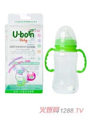 幼邦弧形帶柄吸管奶瓶300ml