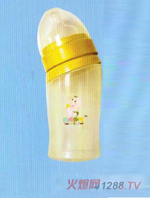 樂喝樂呵硅膠奶瓶斜口黃色