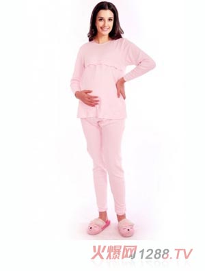 孕資堂哺乳家居服淺粉色