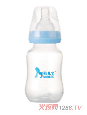 孩兒寶藍(lán)色標(biāo)口無柄圓弧PP奶瓶150ml