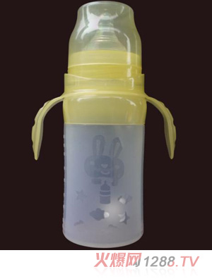 貝樂寬口帶柄硅膠奶瓶230ml