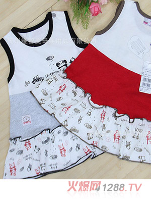 嬰悅家夏裝新品女童碎花短袖連衣裙