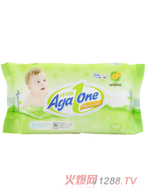 AgaOne韓國(guó)進(jìn)口嬰幼兒濕巾70P經(jīng)濟(jì)型