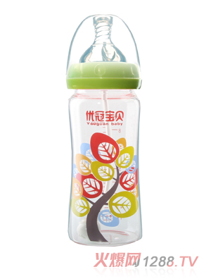 優(yōu)冠寶貝金鉆玻璃奶瓶260ml綠色