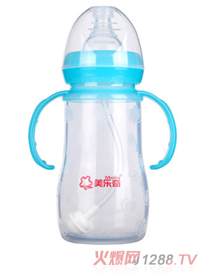 美樂奇寬口徑王子藍防脹氣硅膠奶瓶240ML