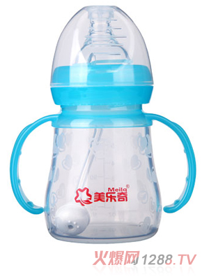 美樂奇寬口徑王子藍防脹氣硅膠奶瓶150ML