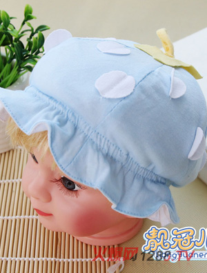 靚冠兒嬰幼兒純棉六片花邊帽子