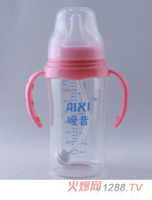 噯昔直身型嬰兒奶瓶粉色240ml
