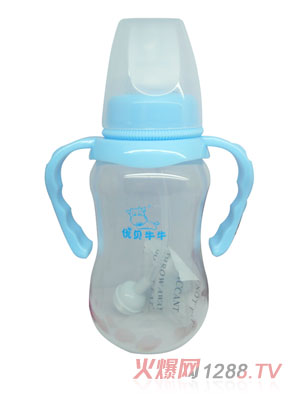 優(yōu)貝牛牛藍(lán)色標(biāo)口雙柄全自動PP奶瓶180ml