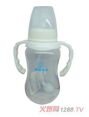 優(yōu)貝牛牛白色標(biāo)口雙柄全自動PP奶瓶180ml