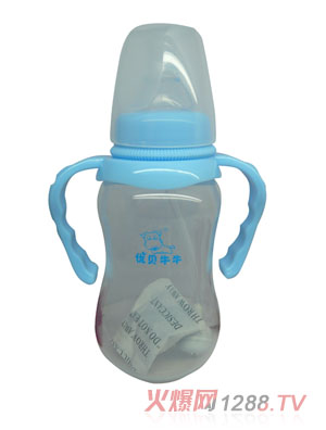 優(yōu)貝牛牛藍(lán)色標(biāo)口雙柄PP奶瓶150ml