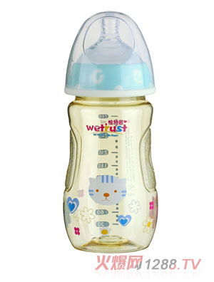 惟特思粉藍寬口PPSU奶瓶雙色無把手(280ml)