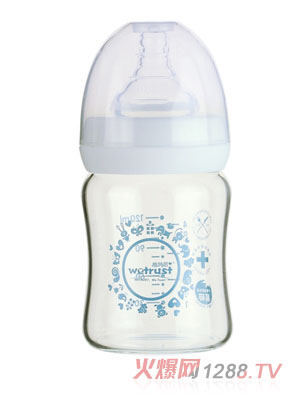 惟特思白色晶鉆玻璃印花奶瓶120ml(無(wú)把手)