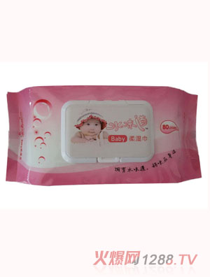 水味道嬰兒帶蓋80片粉色濕巾