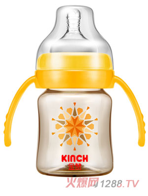 KINCH金贊150ML帥企鵝寬口全自動PPSU奶瓶橘色