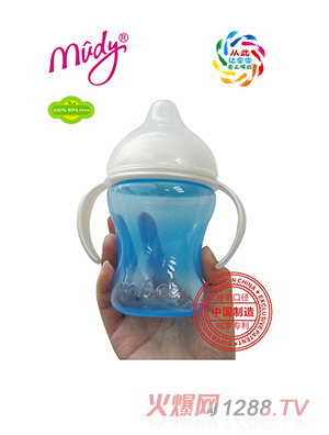 麥地特寬自然母乳防脹氣PP奶瓶240ML(天藍(lán)色)