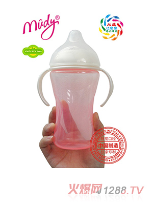 麥地特寬自然母乳防脹氣PP奶瓶300ML(粉紅色)