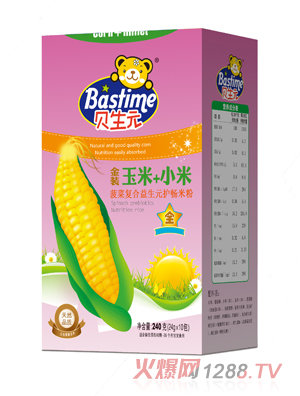 貝生元玉米+小米菠菜復合益生元護暢米粉盒裝