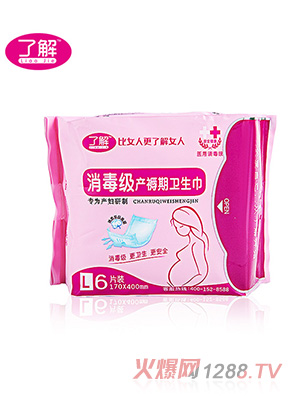 了解消毒級(jí)產(chǎn)褥期衛(wèi)生巾L6片裝