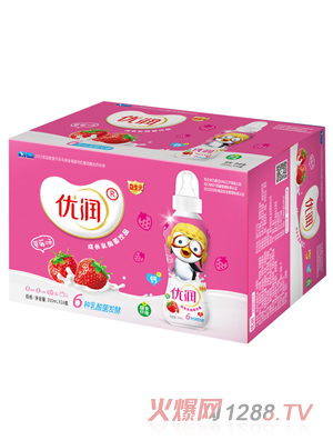 優(yōu)潤乳酸菌飲品  200m,l軟奶嘴外箱（草莓味）