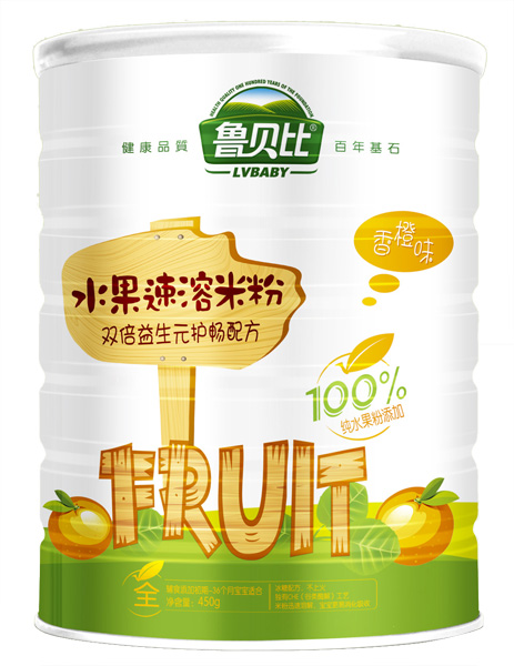   魯貝比雙倍益生元護(hù)暢配方配方水果速溶米粉聽裝